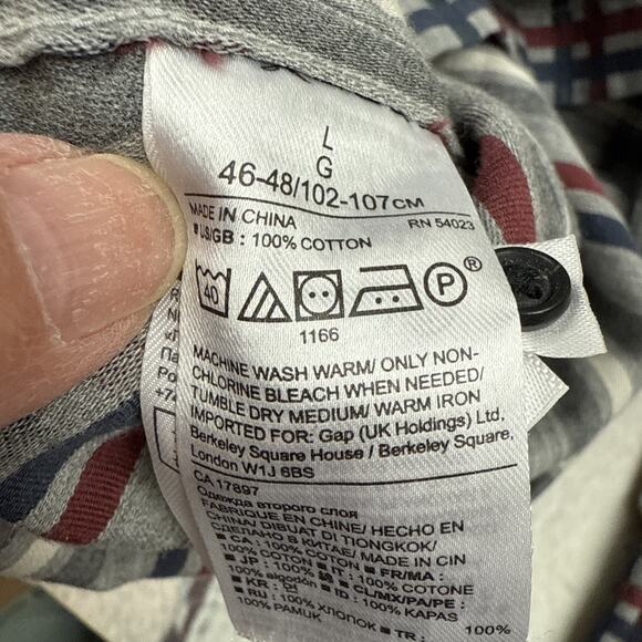 Banana Republic Button Down Shirt Mens Large Camden Fit Burgundy Grey Plaid - Picture 8 of 10